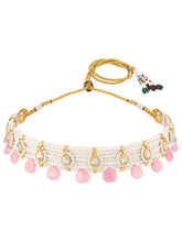 Peora Rose Pink Pearl Kundan Choker Set