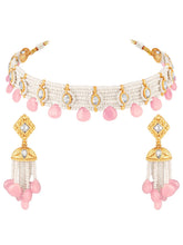 Peora Rose Pink Pearl Kundan Choker Set