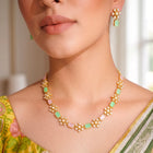 Peora Mint Elegance Necklace Set - Gold