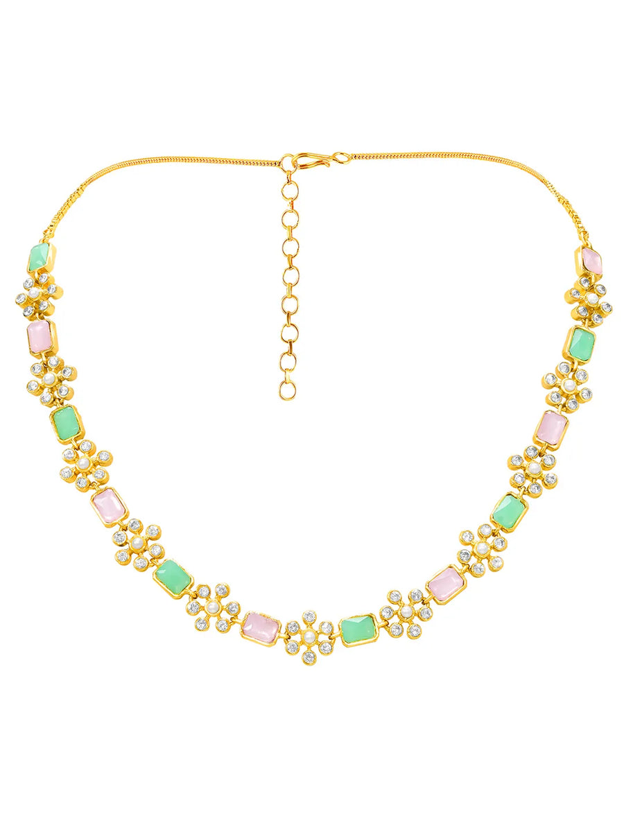 Peora Mint Elegance Necklace Set - Gold