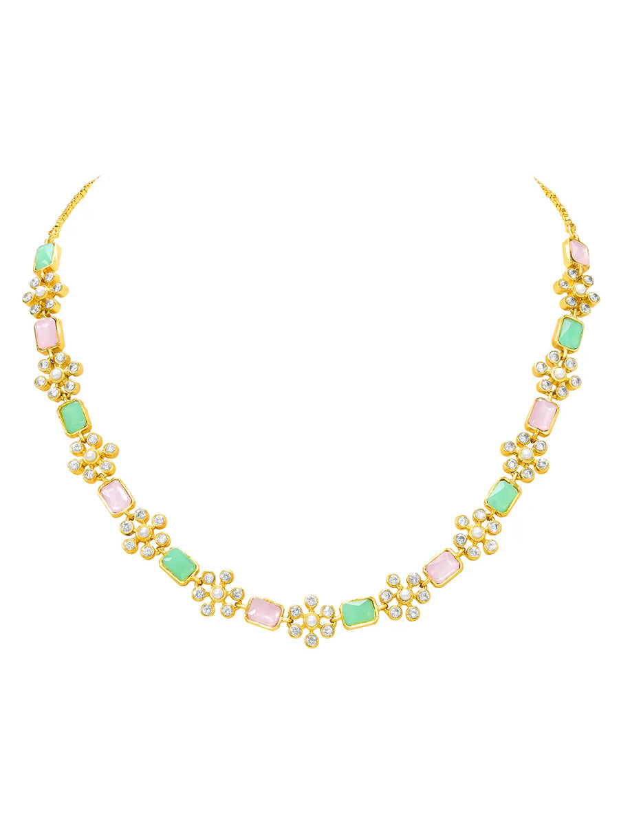 Peora Mint Elegance Necklace Set - Gold
