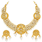 Peora Pearl Rosette Necklace Set - Gold