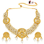 Peora Pearl Rosette Necklace Set - Gold