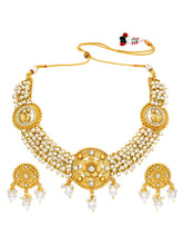 Peora Pearl Rosette Necklace Set - Gold