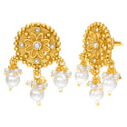 Peora Pearl Rosette Necklace Set - Gold