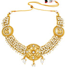 Peora Pearl Rosette Necklace Set - Gold