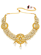 Peora Pearl Rosette Necklace Set - Gold