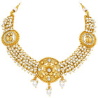 Peora Pearl Rosette Necklace Set - Gold