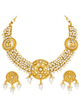 Peora Pearl Rosette Necklace Set - Gold