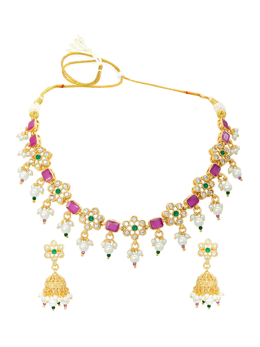 Gold Plated Multicolor Necklace Set for Women