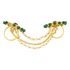 Gold Plated Kundan Floral Double Finger Ring