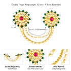 Gold Plated Kundan Floral Double Finger Ring