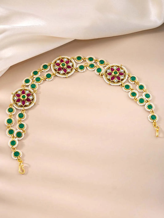 Royal Stones Sheesh Patti – Majestic Bridal Headpiece | Peora

