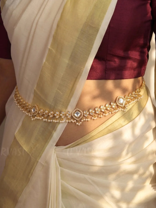 Peora Crystal Radiance Belly Chain - Gold