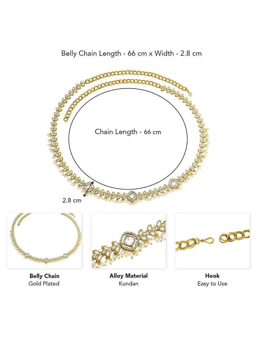 Peora Crystal Radiance Belly Chain - Gold