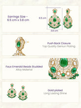 Gold Plated Green Stone Statement Earrings