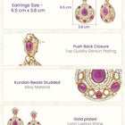 Gold Plated Purple Stone Statement Earrings