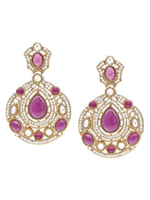 Gold Plated Purple Stone Statement Earrings