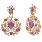 Gold Plated Purple Stone Statement Earrings