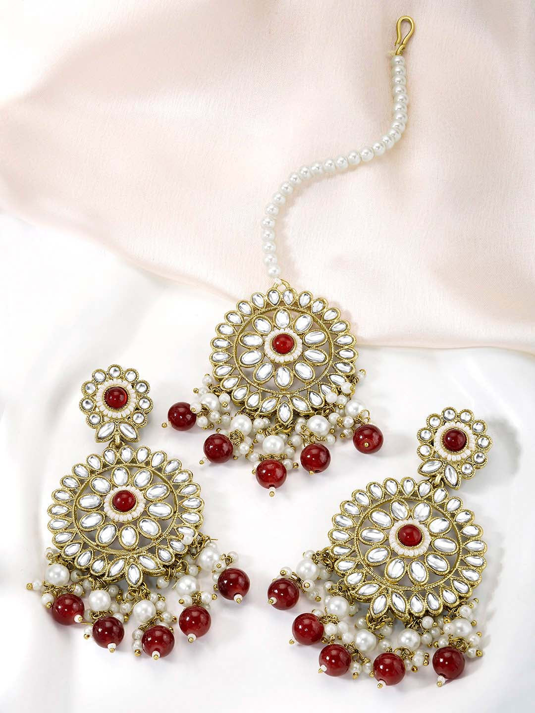 Classic Maroon Maang Tikka Set