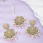 Soft Glow Elegant Maang Tikka Set - Light Pink