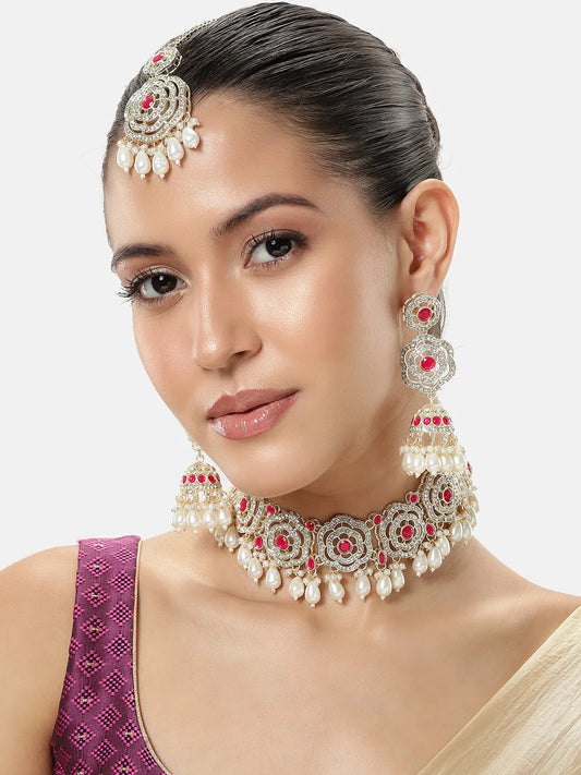 Floral Pearl Drop Bridal Necklace Set