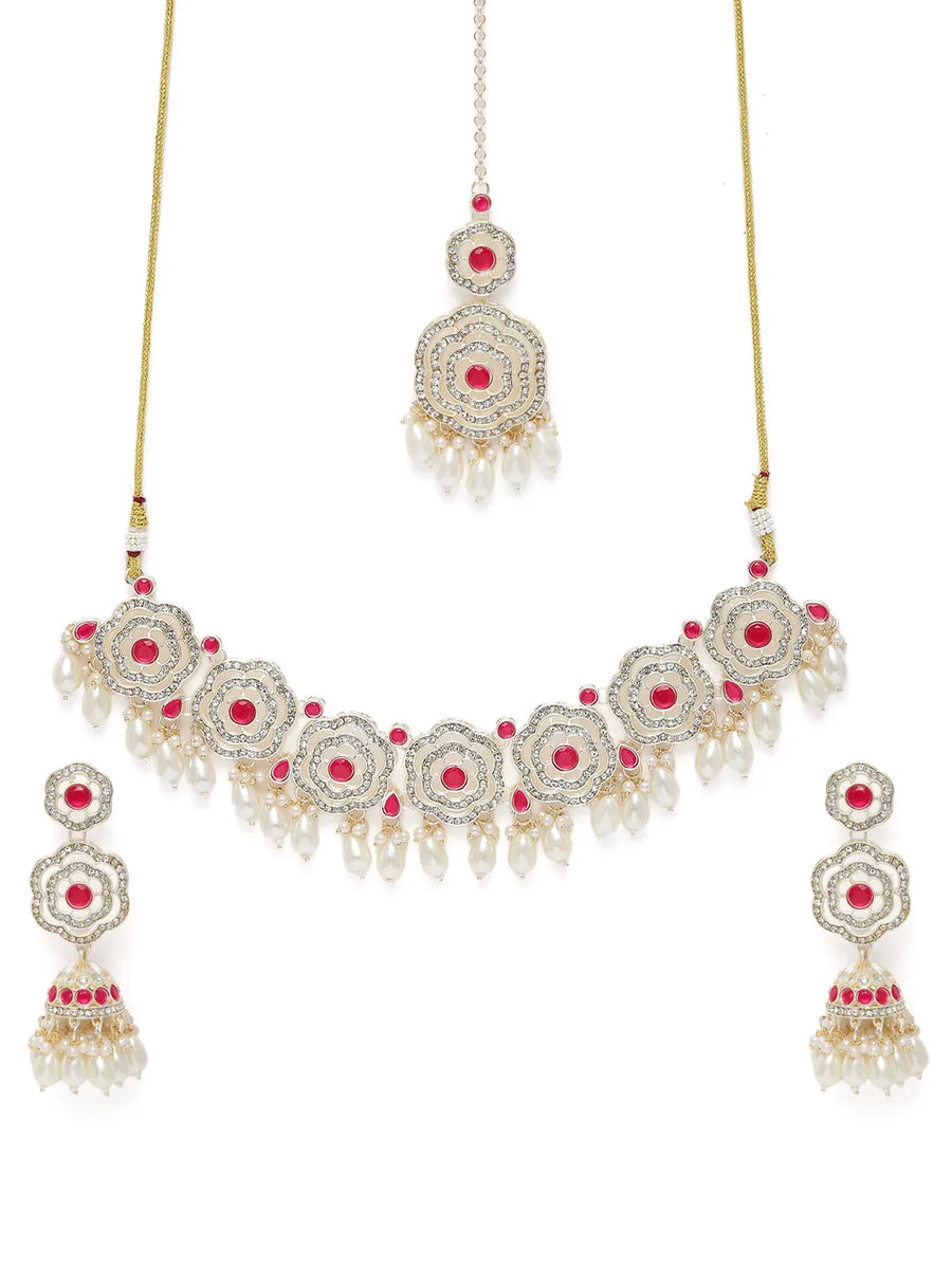 Floral Pearl Drop Bridal Necklace Set