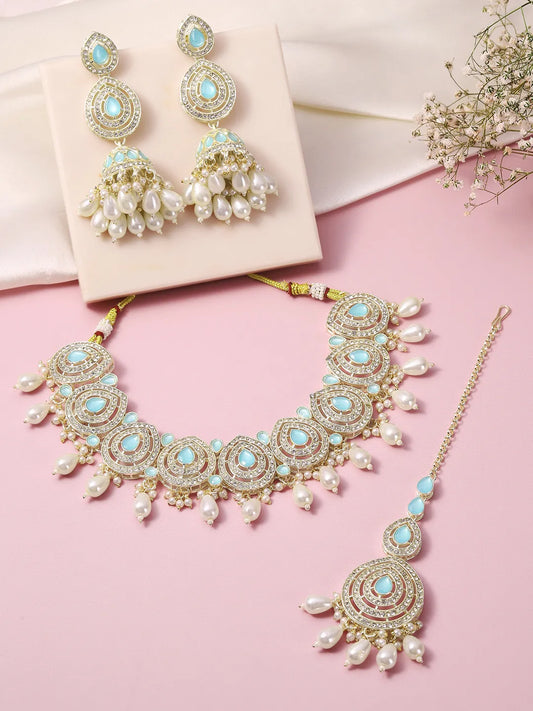 Elegant Pearl Drop Bridal Necklace Set