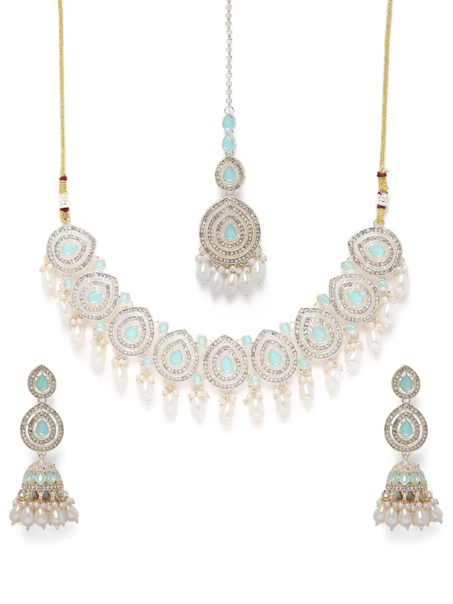 Elegant Pearl Drop Bridal Necklace Set