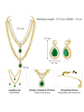 Peora Gold Kundan Necklace Set With Green Drops