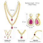 Peora Gold Kundan Necklace Set With Pink Drops