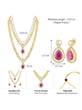 Peora Gold Kundan Necklace Set With Pink Drops