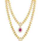 Peora Gold Kundan Necklace Set With Pink Drops