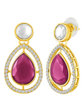 Peora Gold Kundan Necklace Set With Pink Drops