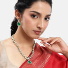 Peora Gold Kundan Leaf Green Necklace Set