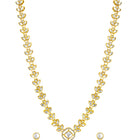 Peora Gold Kundan Leaf Green Necklace Set