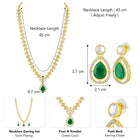 Peora Gold Kundan Leaf Green Necklace Set
