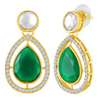 Peora Gold Kundan Leaf Green Necklace Set