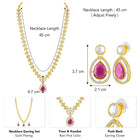 Peora Gold Kundan Leaf Pink Necklace Set