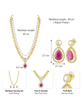 Peora Gold Kundan Leaf Pink Necklace Set