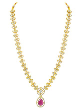 Peora Gold Kundan Leaf Pink Necklace Set