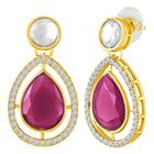 Peora Gold Kundan Leaf Pink Necklace Set