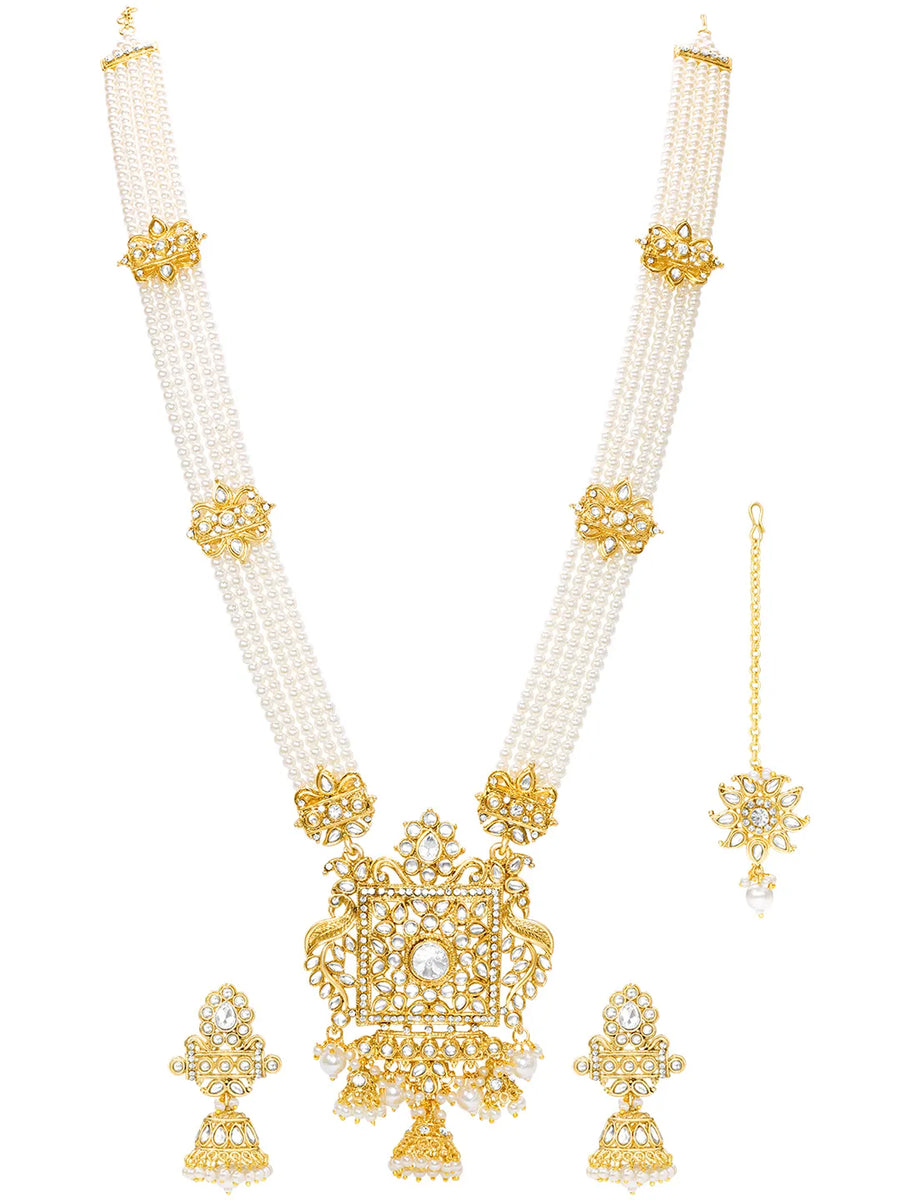 Peora Royal Pearl Heritage Nacklace Set - Gold