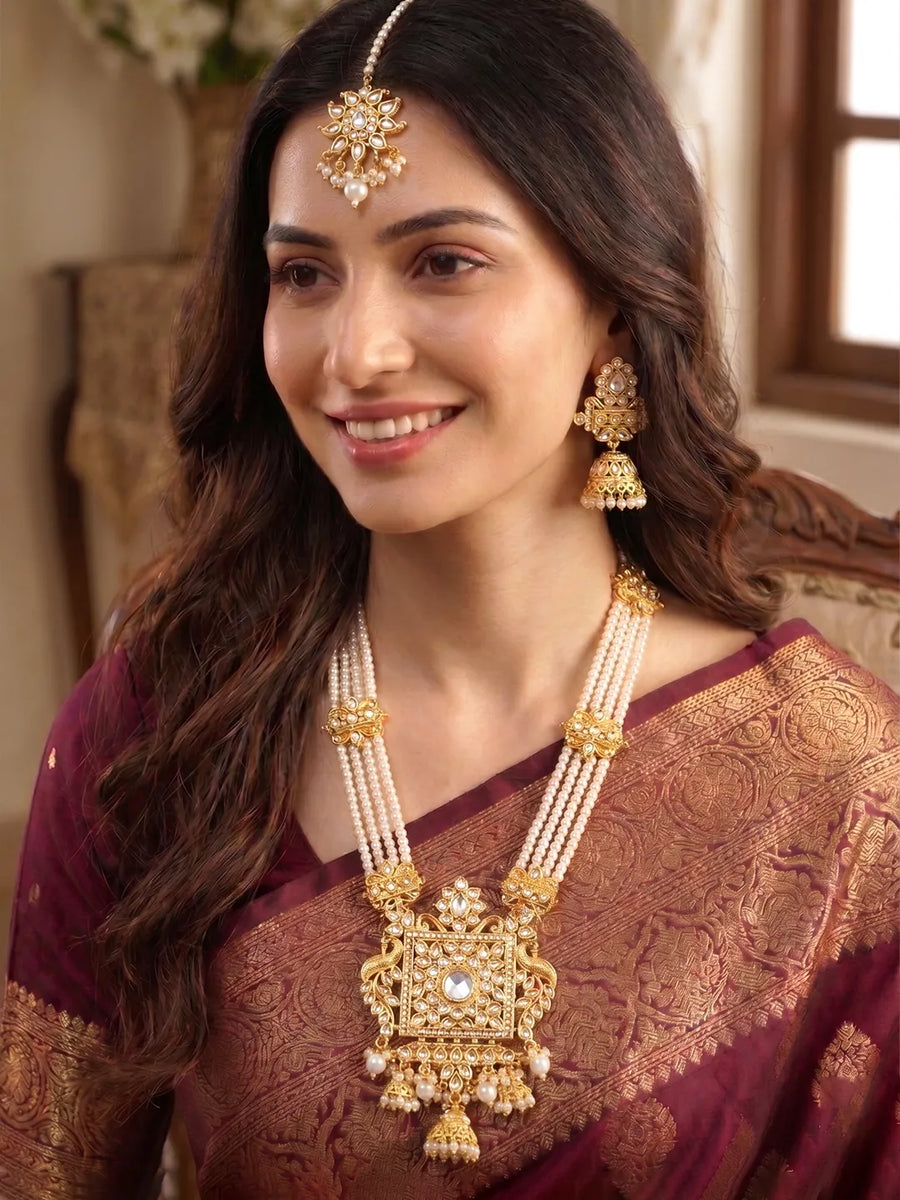Peora Royal Pearl Heritage Nacklace Set - Gold