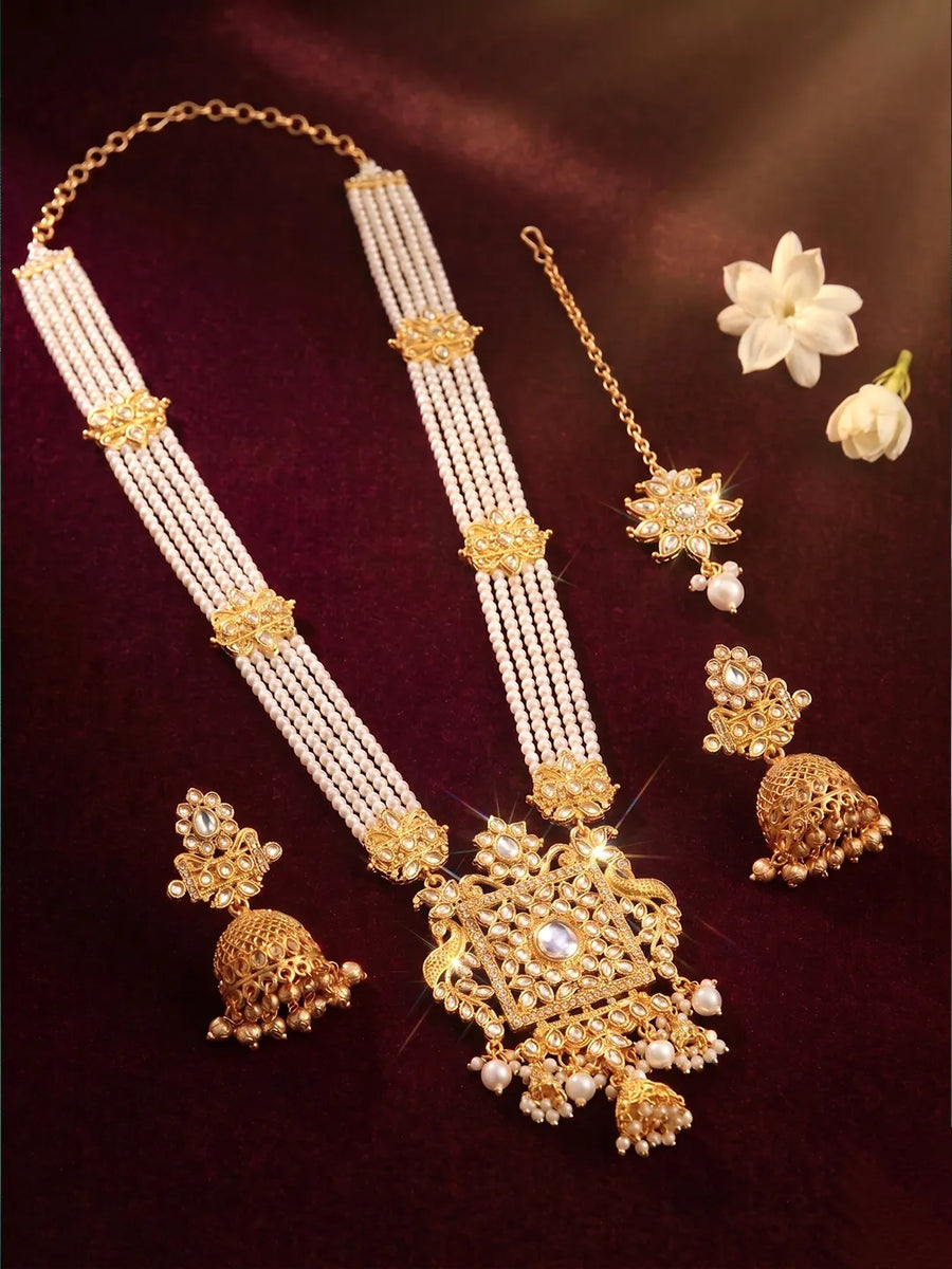Peora Royal Pearl Heritage Nacklace Set - Gold
