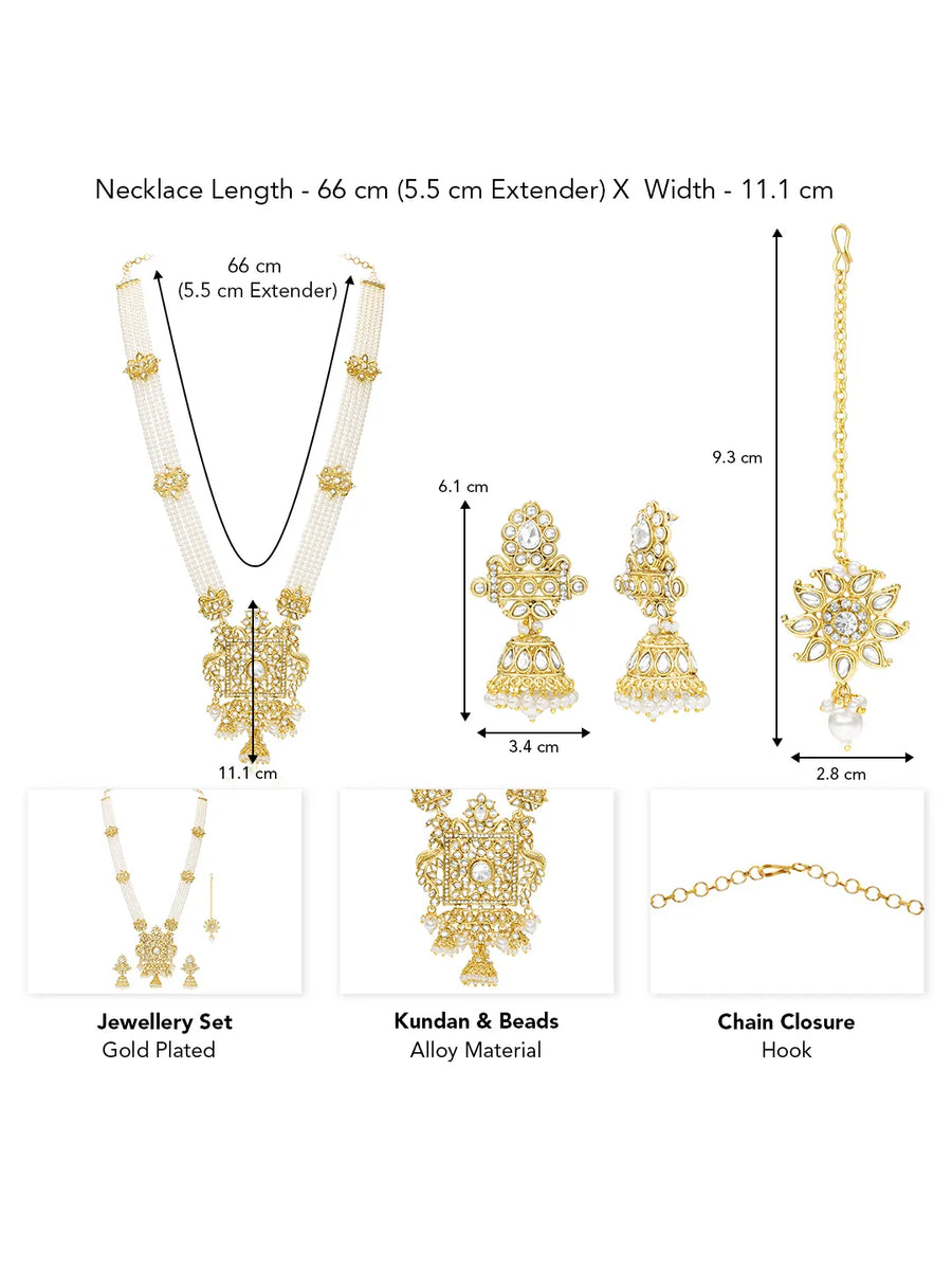Peora Royal Pearl Heritage Nacklace Set - Gold