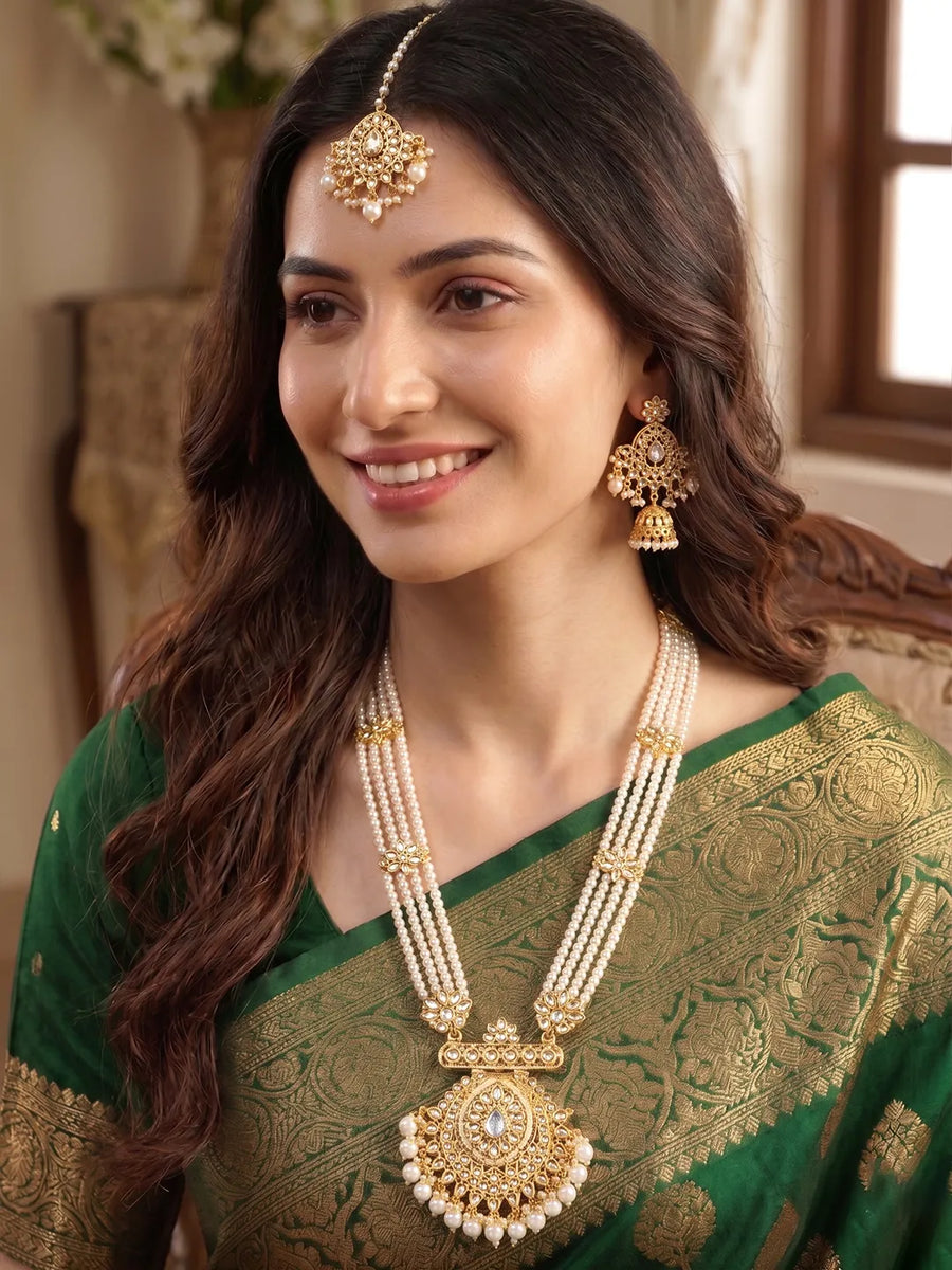 Peora Shahi Pearl Necklace Set - Gold