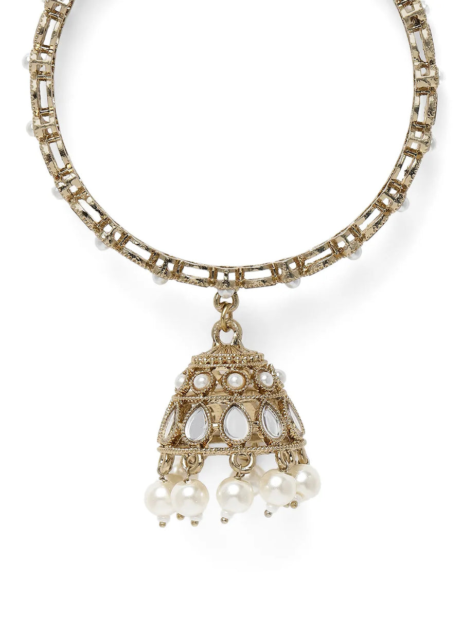 Heritage Dangler Jhumki Bangle Set - White