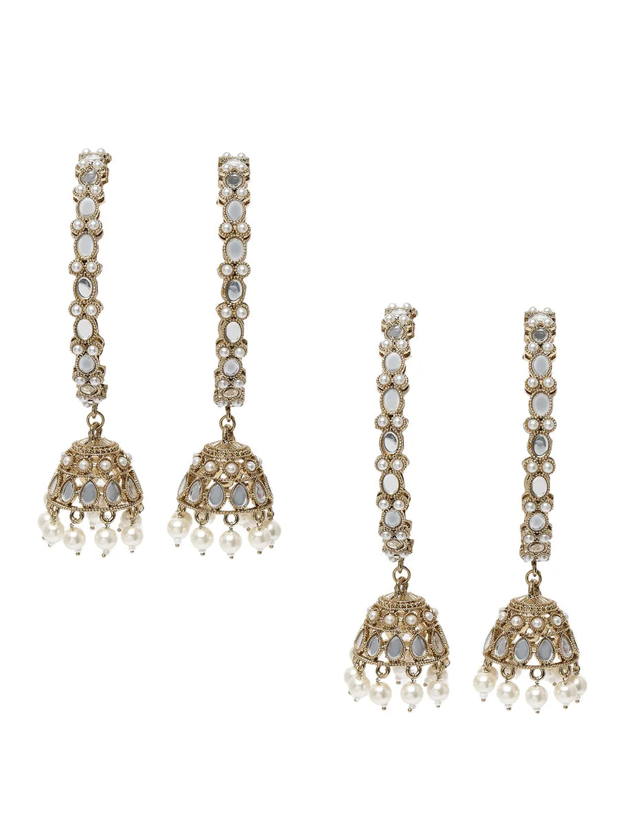 Heritage Dangler Jhumki Bangle Set - White