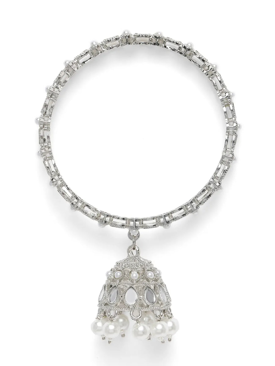 Heritage Dangler Jhumki Bangle Set - White